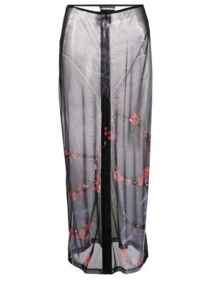 Průsvitné džínová sukně s potiskem Y/project černé