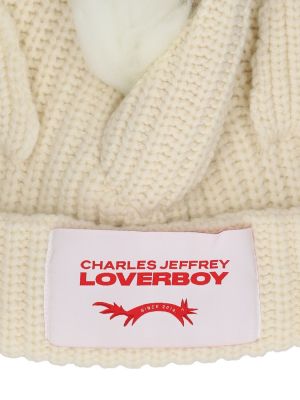 Căciulă de lână din nailon chunky Charles Jeffrey Loverboy alb