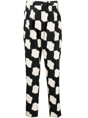 Pantaloni cu imagine cu imprimeu geometric plisate 4sdesigns