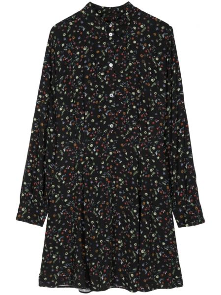 Prugasta haljina s cvjetnim printom s printom Ps Paul Smith crna