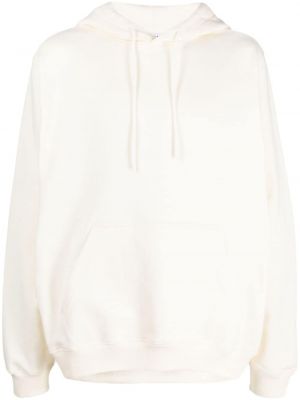 Bluza z kapturem bawełniana z nadrukiem z dżerseju Msgm biała