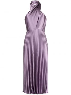 Sukienka midi plisowana Amsale fioletowa