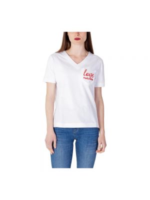 Koszulka z dekoltem w serek Love Moschino biała