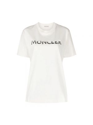 Biała koszulka z cekinami Moncler