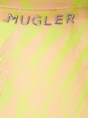 Мрежест боди Mugler жълто