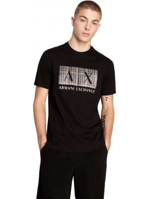 Черная клетчатая футболка Armani Exchange