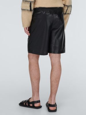 Shorts en cuir Nanushka noir