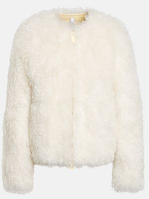 Chaqueta de cuero de lana mohair Burberry blanco