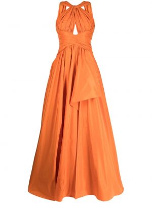 Копринена коктейлна рокля с драперии Zuhair Murad оранжево