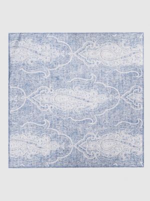 Синий двусторонний шелковый платок с узором пейсли Brunello Cucinelli