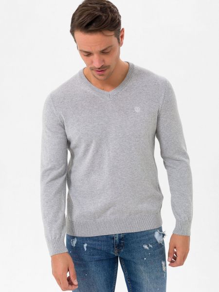Меланжов пуловер Jimmy Sanders сиво