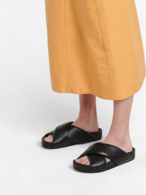 Prošivene kožne sandale Jil Sander crna