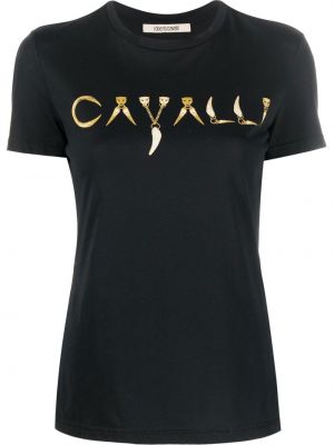 Raštuotas medvilninis marškinėliai Roberto Cavalli