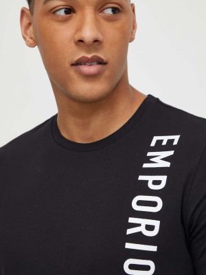 Koszulka bawełniana z nadrukiem Emporio Armani Underwear czarna