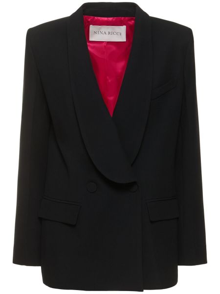 Satenska jakna iz krep tkanine Nina Ricci črna