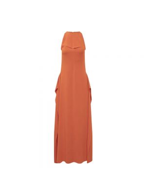Pomarańczowa sukienka długa bez rękawów Lanvin