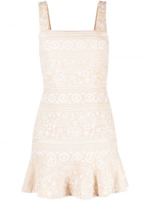 Bavlněné mini šaty s výšivkou Alice + Olivia bílé