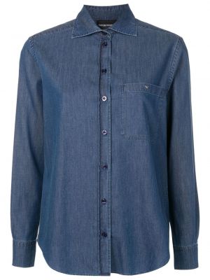 Džinsiniai marškiniai su kišenėmis Emporio Armani mėlyna