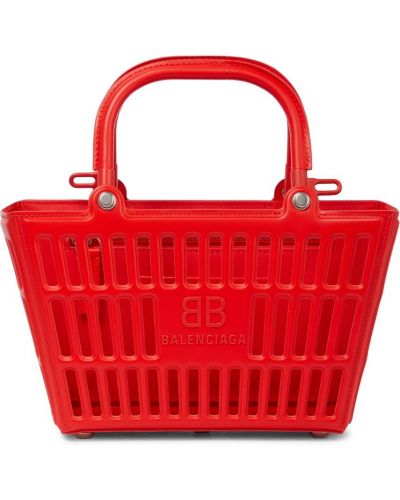 Usnjena nakupovalna torba Balenciaga rdeča