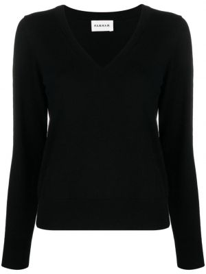 Плетен пуловер с v-образно деколте P.a.r.o.s.h. черно