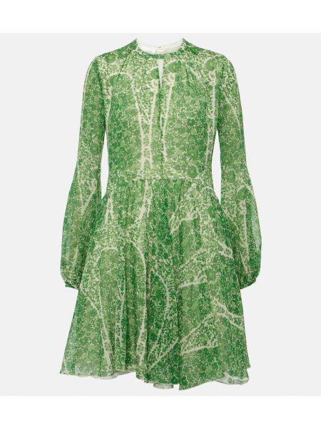 Мини-платье из шелкового жоржета с принтом Giambattista Valli зеленый