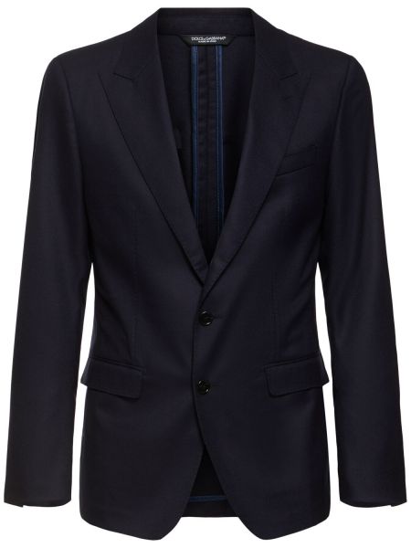 Blazer i ull i flanell Dolce & Gabbana blå