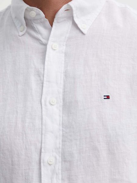 Белая пуховая льняная рубашка на пуговицах Tommy Hilfiger