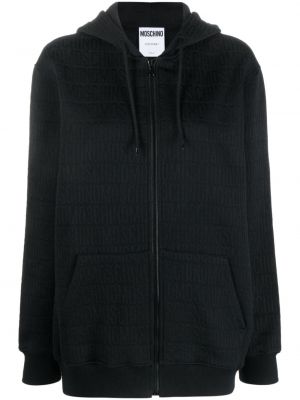Jacquard hoodie mit reißverschluss Moschino schwarz