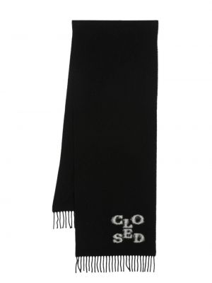 Žakárový pletený šál Closed čierna