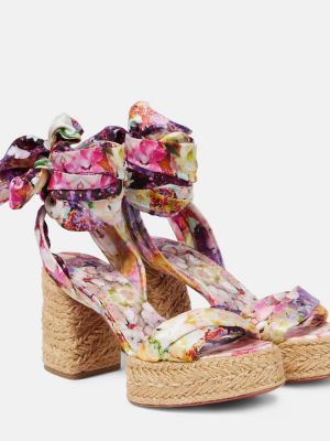 Sandale din satin cu model floral Christian Louboutin