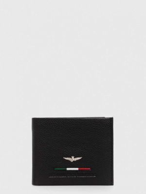 Чорний шкіряний гаманець Aeronautica Militare