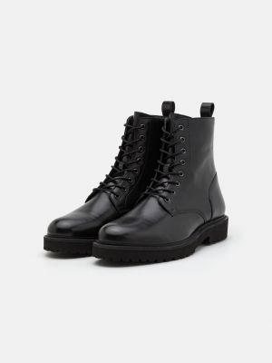 Кожаные сапоги на шнуровке Zign черные