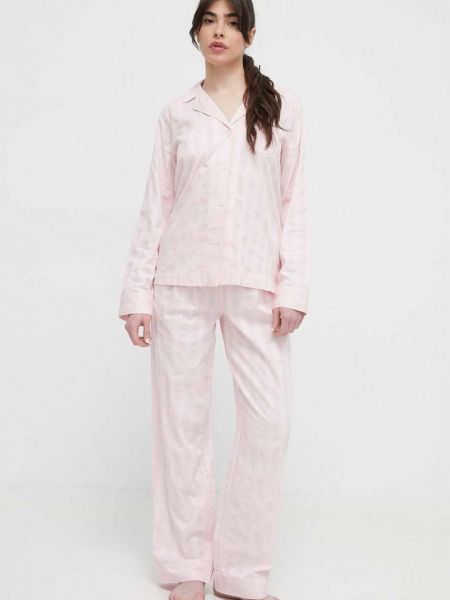 Памучна пижама Lauren Ralph Lauren розово