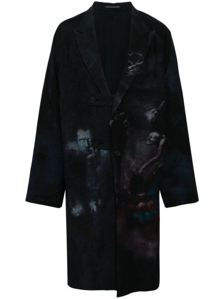 Mantel mit print Yohji Yamamoto schwarz