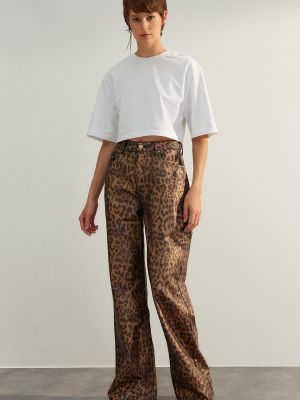Voľné džínsy s potlačou so zvieracím vzorom Trendyol