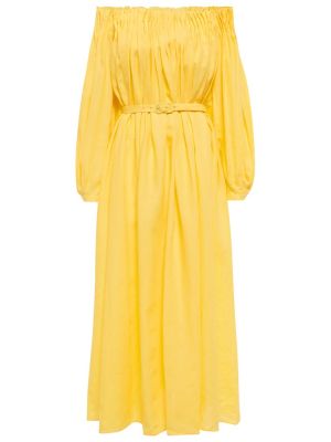 Vestido midi de lino Gabriela Hearst amarillo