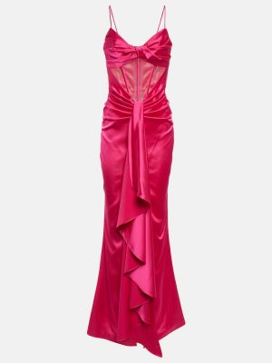 Satenska maksi haljina s draperijom Rasario ružičasta