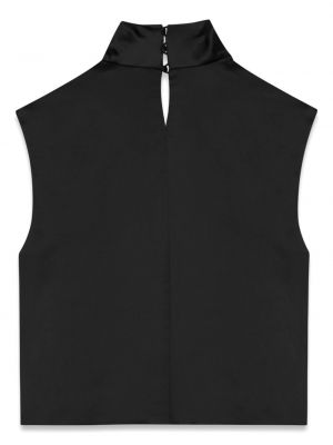 Satynowa bluzka drapowana Saint Laurent czarna