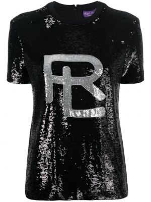 T-krekls ar fliteriem Ralph Lauren Collection melns