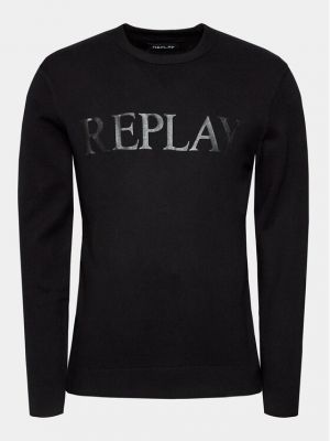 Пуловер slim Replay черно