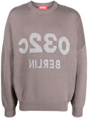 Жакардов памучен пуловер 032c сиво