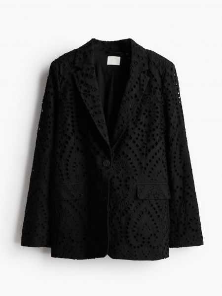Пиджак с вышивкой H&m черный