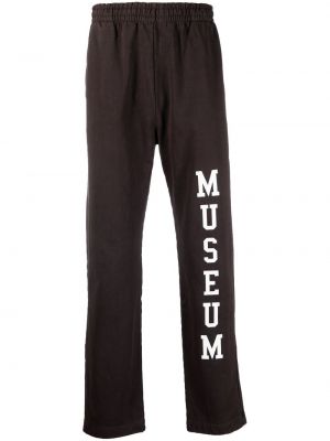 Brązowe spodnie sportowe bawełniane z nadrukiem Museum Of Peace And Quiet