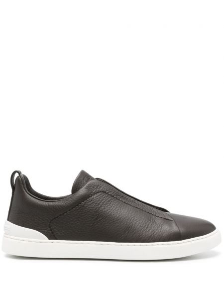 Deri sneaker Zegna kahverengi