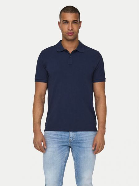 Polo marškinėliai slim fit Only & Sons mėlyna