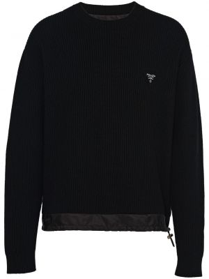 Пуловер бродиран Prada черно