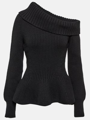 Sweter wełniany z kaszmiru Alexander Mcqueen czarny