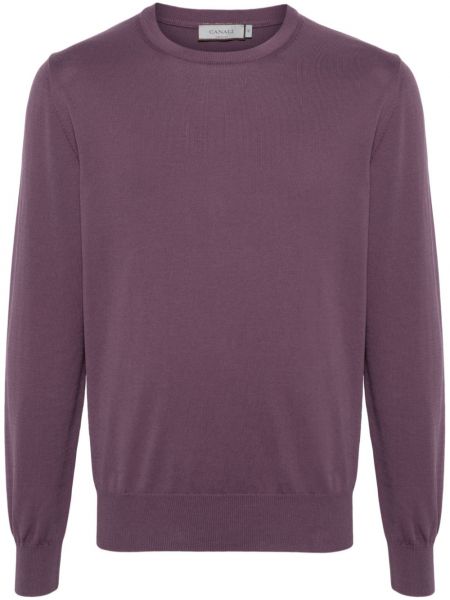 Плетен памучен пуловер Canali виолетово