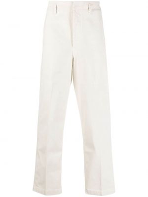 Bavlnené rovné nohavice Lemaire biela