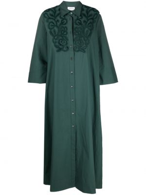 Βαμβακερή μάξι φόρεμα με δαντέλα P.a.r.o.s.h. πράσινο